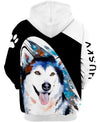Husky Watercolor Painting Shirt 3D Full Printing for Dog Mom Dad lovers