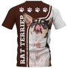 Rat Terrier Naughty Men and Women 3D T Shirt