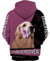 Golden Retriever A Girl And Flower Men and Women 3D Shirt