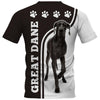 Great Dane Paws Men and Women 3D T Shirt