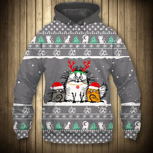 Grey Cat Noel - Hoodie, Sweatshirt, TShirt