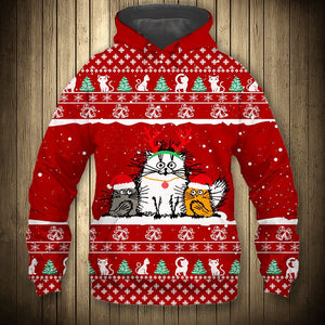 Red White Cat Noel - Hoodie, Sweatshirt, TShirt