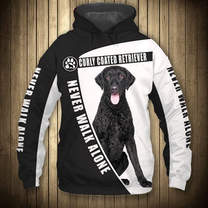 Half White Curly Coated Retriever - Never Walk Alone - Hoodie, Sweatshirt, TShirt