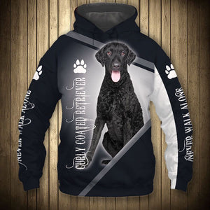 Full Black Curly Coated Retrieve - Never Walk Alone - Hoodie, Sweatshirt, TShirt