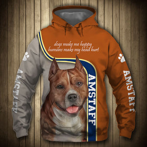 American Staffordshire Terrier - Dogs Make Me Happy - Hoodie, Sweatshirt, TShirt