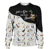 Just A Girl Love Ducks Black White - Hoodie, Sweatshirt, TShirt