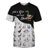 Just A Girl Love Ducks Black White - Hoodie, Sweatshirt, TShirt