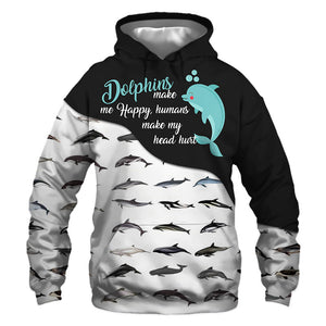 Blue Dolphin - Make Me Happy, Humans Head Hurt - Hoodie, Sweatshirt, TShirt