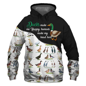 Green Duck - Make Me Happy, Humans Head Hurt - Hoodie, Sweatshirt, TShirt