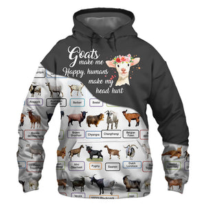 Goats - Make Me Happy, Humans Head Hurt - Hoodie, Sweatshirt, TShirt