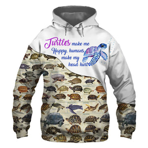 White Turtle - Make Me Happy, Humans Head Hurt - Hoodie, Sweatshirt, TShirt 