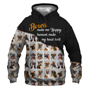 Boxer Make Me Happy, Humans Make My Head Hurt - Hoodie, Sweatshirt, TShirt