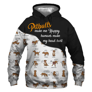 Bundle Pitbull - Make Me Happy, Humans Head Hurt - Hoodie, Sweatshirt, TShirt 