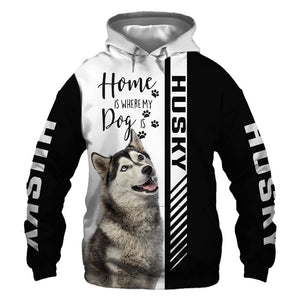 Smiling Husky - Home Is Where My Dog Is - Hoodie, Sweatshirt, TShirt 