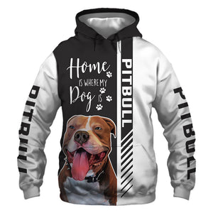 Brown Pitbull - Home Is Where My Dog Is - Hoodie, Sweatshirt, TShirt 