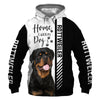 Black White Rottweiler - Home Is Where My Dog Is - Hoodie, Sweatshirt, TShirt