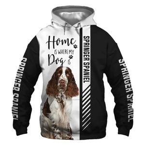 Springer Spaniel - Home Is Where My Cat Is - Hoodie, Sweatshirt, TShirt 