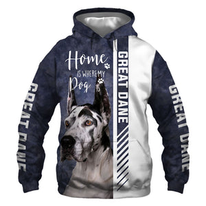 Great Dane - Home Is Where My Dog Is - Hoodie, Sweatshirt, TShirt 