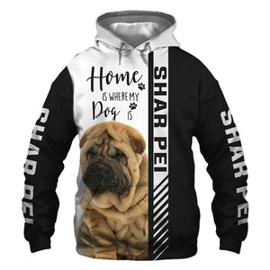 Sad Shar Pei - Home Is Where My Dog Is - Hoodie, Sweatshirt, TShirt 