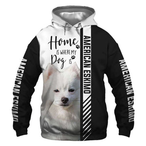 American Eskimo Dog - Home Is Where My Dog Is - Hoodie, Sweatshirt, TShirt