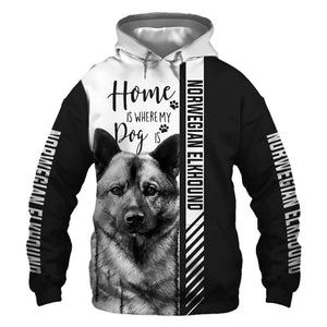 Norwegian Elkhound - Home Is Where My Dog Is - Hoodie, Sweatshirt, TShirt