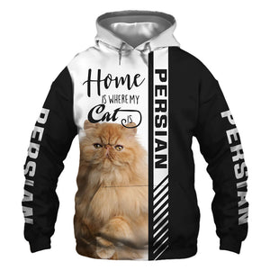 Persian cat - Home Is Where My Cat Is - Hoodie, Sweatshirt, TShirt 