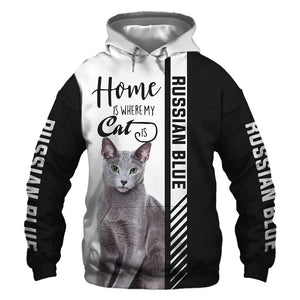 Russian Blue - Home Is Where My Cat Is - Hoodie, Sweatshirt, TShirt 