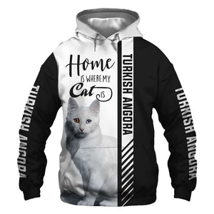 Turkish Angora - Home Is Where My Cat Is - Hoodie, Sweatshirt, TShirt