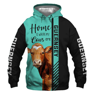 Guernsey cattle - Home Is Where My Cows Are - Hoodie, Sweatshirt, TShirt 