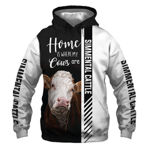 Simmental Cattle - Home Is Where My Cows Are - Hoodie, Sweatshirt, TShirt 