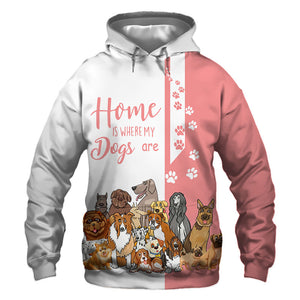 Pink Bundle Dogs - Home Is Where My Dog Is -  Hoodie, Sweatshirt, TShirt