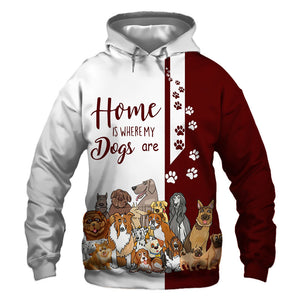 Dark Red Bundle Dogs - Home Is Where My Dog Is -  Hoodie, Sweatshirt, TShirt
