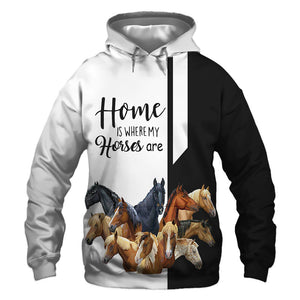 Black Bundle Horses - Home Is Where My Horses Are - Hoodie, Sweatshirt, TShirt 