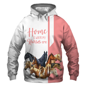 Pink Bundle Horses - Home Is Where My Horses Are - Hoodie, Sweatshirt, TShirt 