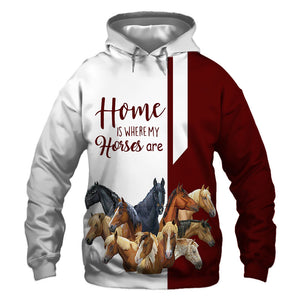 Red Bundle Horses - Home Is Where My Horses Are - Hoodie, Sweatshirt, TShirt 