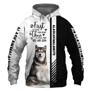 Alaskan Malamute - Steal Your Heart, Steal Your Bed - Hoodie, Sweatshirt, TShirt