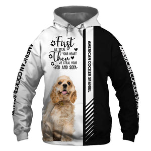 American Cocker Spaniel - Steal Your Heart, Steal Your Bed - Hoodie, Sweatshirt, TShirt