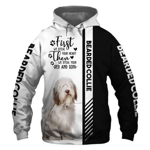 Bearded Collie - Steal Your Heart, Steal Your Bed - Hoodie, Sweatshirt, TShirt