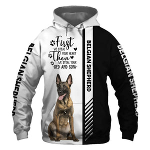 Belgian Shepherd Dog - Steal Your Heart, Steal Your Bed - Hoodie, Sweatshirt, TShirt