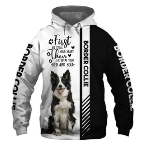 Border Collie - Steal Your Heart, Steal Your Bed - Hoodie, Sweatshirt, TShirt