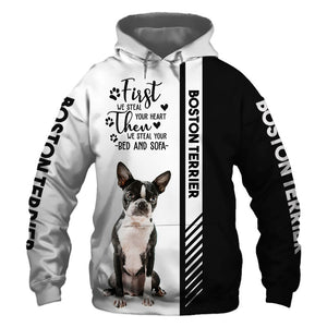 Boston Terrier - Steal Your Heart, Steal Your Bed - Hoodie, Sweatshirt, TShirt