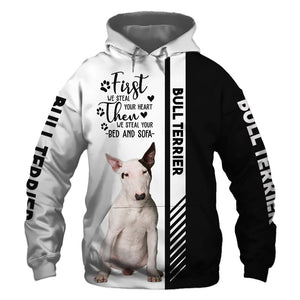 Bull Terrier - Steal Your Heart, Steal Your Bed - Hoodie, Sweatshirt, TShirt