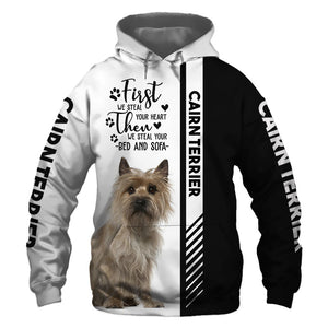 Cairn Terrier - Steal Your Heart, Steal Your Bed - Hoodie, Sweatshirt, TShirt