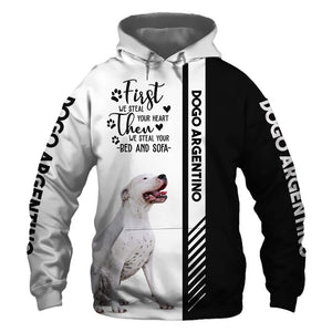 Dogo Argentino - Steal Your Heart, Steal Your Bed - Hoodie, Sweatshirt, TShirt
