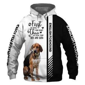 English Foxhound - Steal Your Heart, Steal Your Bed - Hoodie, Sweatshirt, TShirt