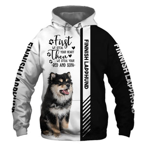 Finnish Lapphund - Steal Your Heart, Steal Your Bed - Hoodie, Sweatshirt, TShirt