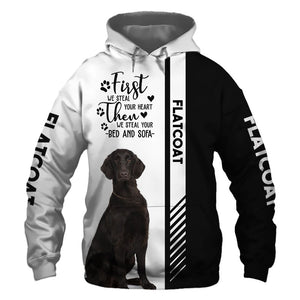 Flat-Coated Retriever - Steal Your Heart, Steal Your Bed - Hoodie, Sweatshirt, TShirt