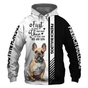 French Bulldog - Steal Your Heart, Steal Your Bed - Hoodie, Sweatshirt, TShirt