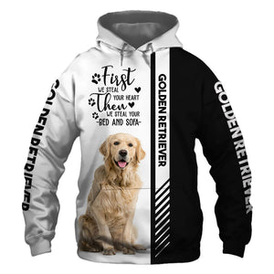 Golden Retriever - Steal Your Heart, Steal Your Bed - Hoodie, Sweatshirt, TShirt 