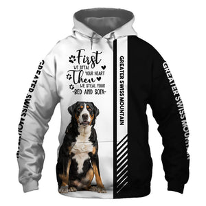 Greater Swiss Mountain Dog - Steal Your Heart, Steal Your Bed - Hoodie, Sweatshirt, TShirt 
